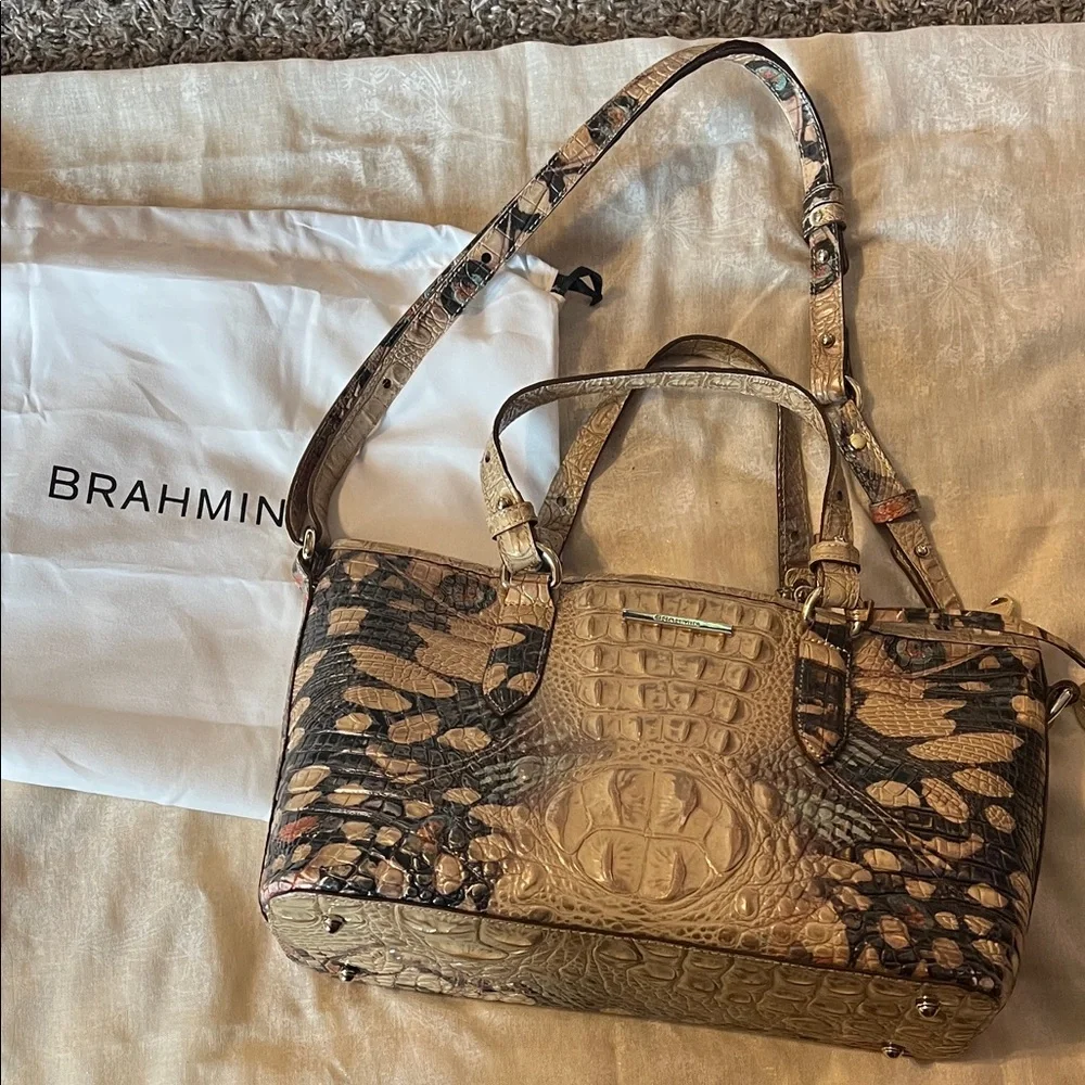 Brahmin Multicolor Satchel with Tan and Brown Accents - Picture 1 of 5
